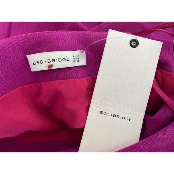 NWT Bec & Bridge Isis Angel Dress Womens Magenta Worn By Jennifer Lopez Cut Out - Picture 12 of 16